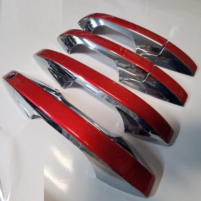 Full Set of Custom Chrome or Black Door Handle Overlays / Covers For the 2007 - 2012 Acura RDX  -- You Choose the Middle Color Insert