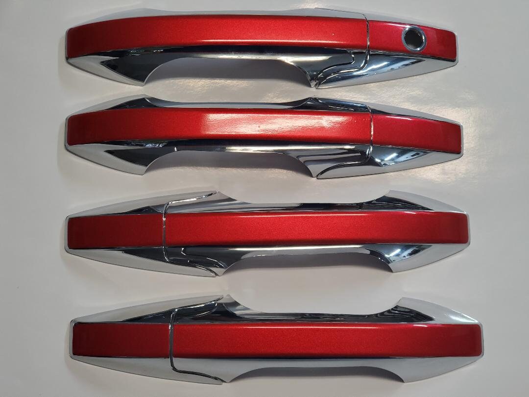 Full Set of Custom Chrome or Black Door Handle Overlays / Covers For the 2004 - 2008 TSX Acura  -- You Choose the Middle Color Insert