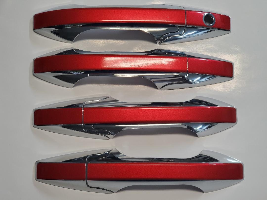 Full Set of Custom Chrome or Black Door Handle Overlays / Covers For the 2007 - 2013 Acura MDX  -- You Choose the Middle Color Insert