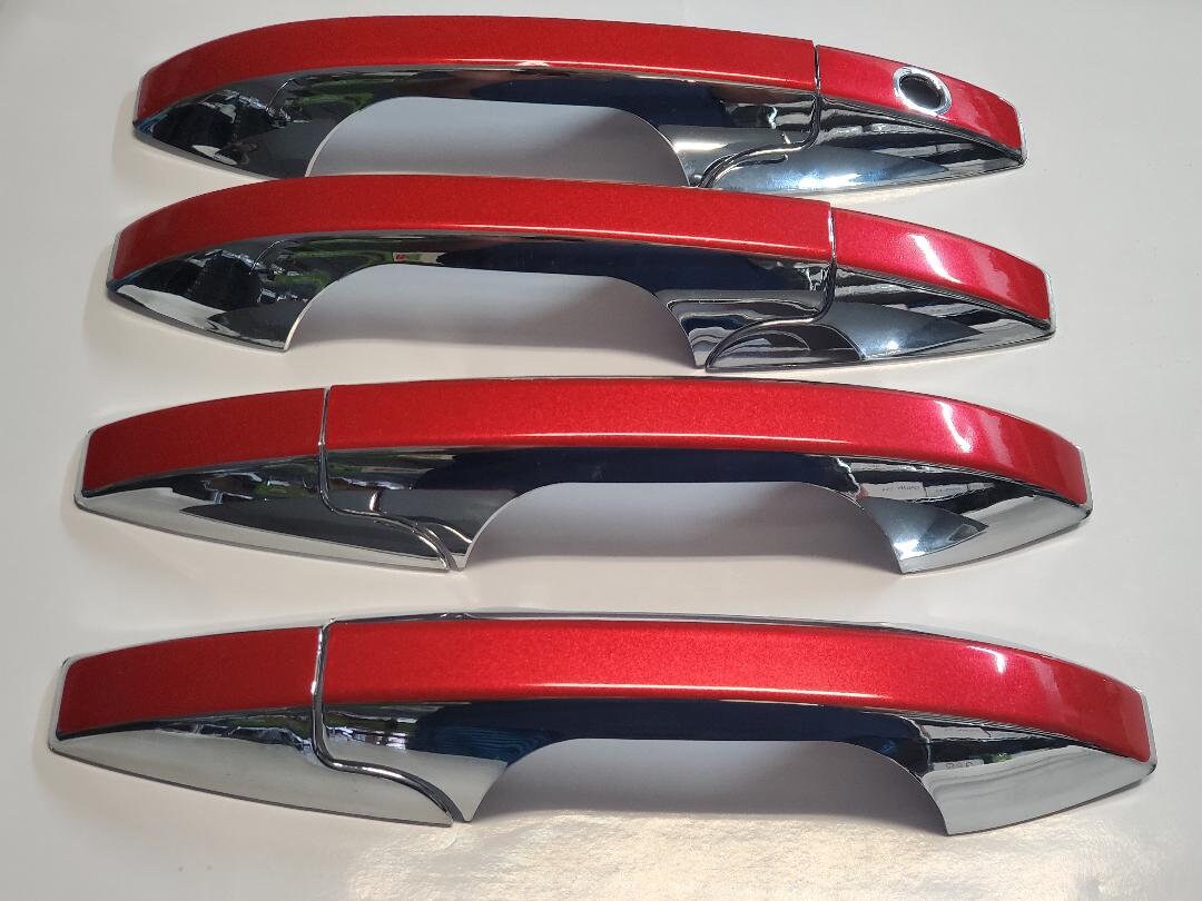 Full Set of Custom Chrome or Black Door Handle Overlays / Covers For the 2004 - 2008 TSX Acura  -- You Choose the Middle Color Insert