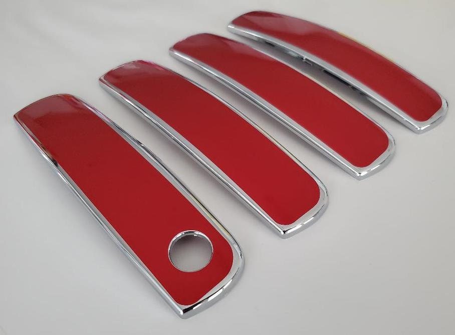 Full Set Custom Black OR Chrome Door Handle Overlays / Covers For the 2011 - 2021 Dodge Challenger