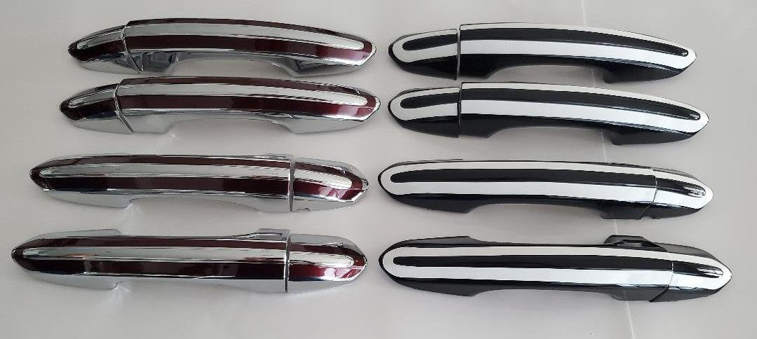 Full Set of Custom Black OR Chrome Door Handle Overlays / Covers For the 2015 - 2020 Ford Edge  -- You Choose the Middle Color Insert