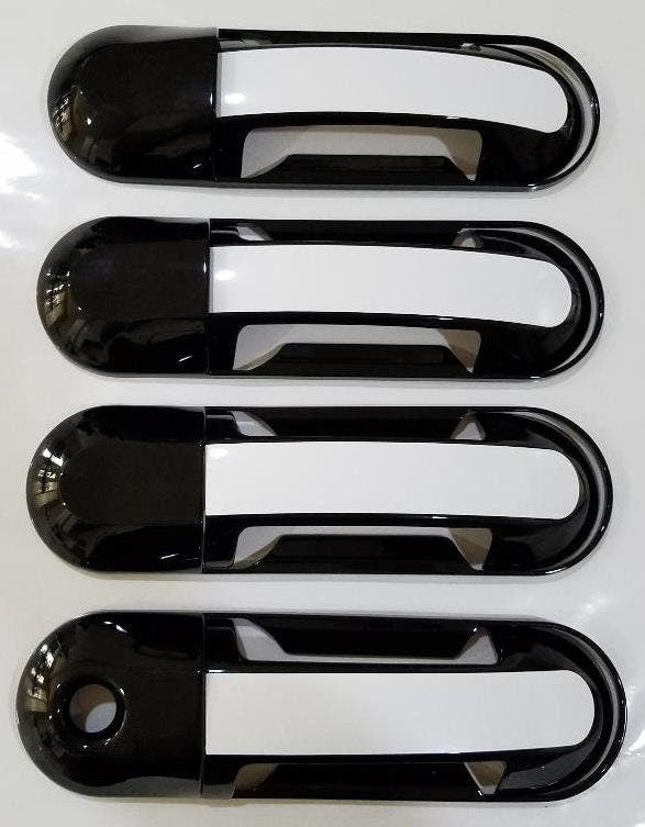 Full Set of Custom Black OR Chrome Door Handle Overlays / Covers For the 2002 - 2010 Ford Explorer -- You Choose the Middle Color Insert