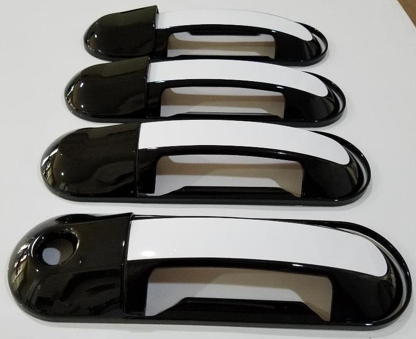 Full Set of Custom Black OR Chrome Door Handle Overlays / Covers For the 2002 - 2010 Ford Explorer -- You Choose the Middle Color Insert