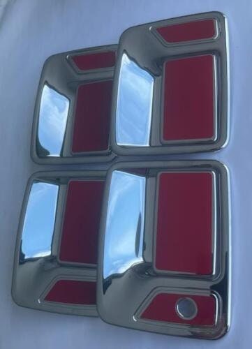 Full Set of Custom Black OR Chrome Door Handle Overlays / Covers For the 2004 - 2016 Ford F-450  -- You Choose the Middle Color Insert