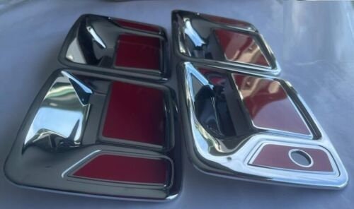 Full Set of Custom Black OR Chrome Door Handle Overlays / Covers For the 2004 - 2016 Ford F-450  -- You Choose the Middle Color Insert