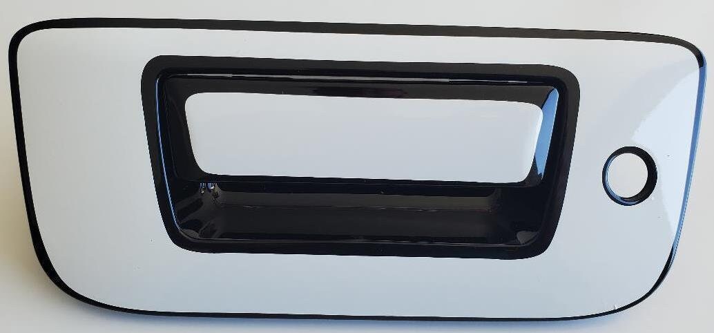 Custom Black OR Chrome Tailgate Handle Cover For the 2007 - 2013 Chevy Silverado-- You Choose the Middle Color Insert