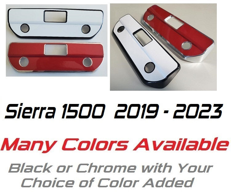 Custom Black OR Chrome Tailgate Handle Cover For the 2019 - 2023 GMC Sierra 1500 -- You Choose the Middle Color Insert