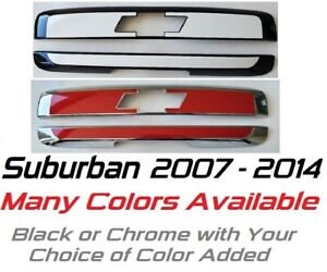 Set of 2 (Upper & Lower) Custom Black OR Chrome Tailgate Covers For the 2007 - 2014 Chevy Suburban  -- You Choose the Middle Color Insert