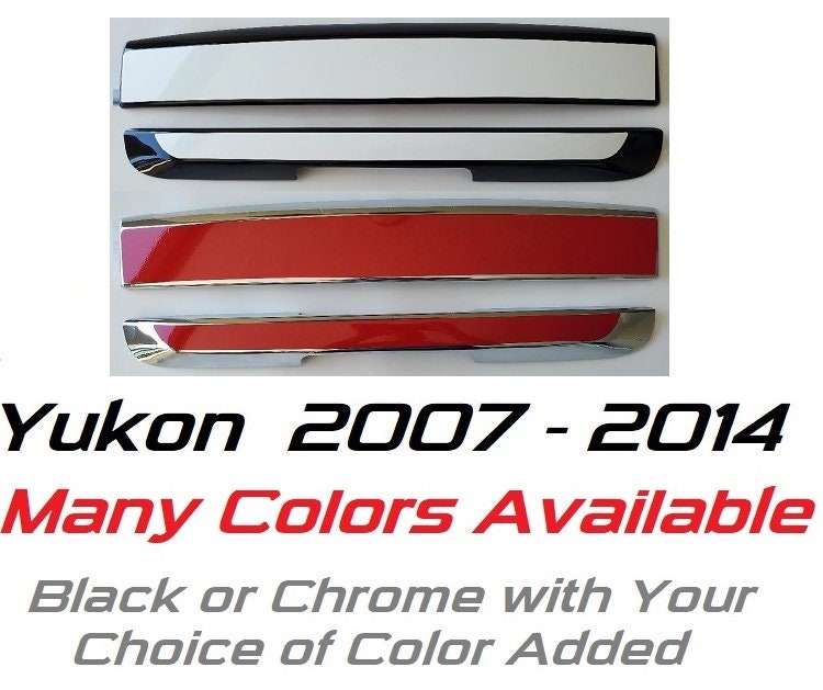 Set of 2 (Upper and Lower) Custom Black OR Chrome Tailgate Covers For the 2007 - 2014 GMC Yukon  -- You Choose the Middle Color Insert
