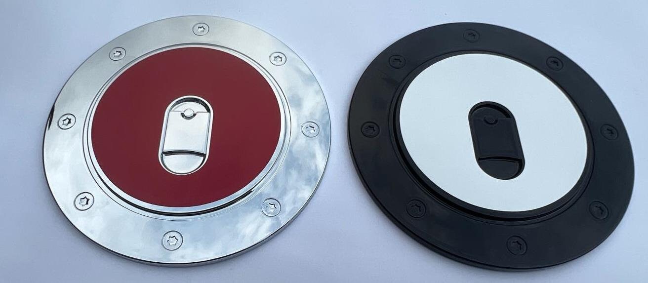 Custom Black OR Chrome Gas Door Cover For the 2007 - 2013 Chevy Tahoe -- You Choose the Middle Color Insert