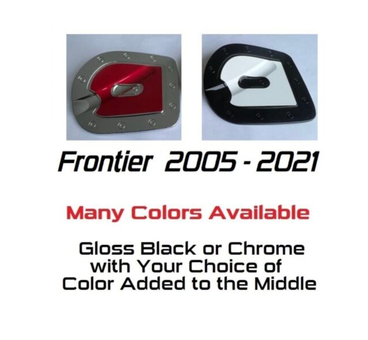 Custom Black OR Chrome Door Overlays / Covers For the 2005 - 2021 Nissan Frontier YOU Choose the Middle Insert Color -- *Long Bed Version*