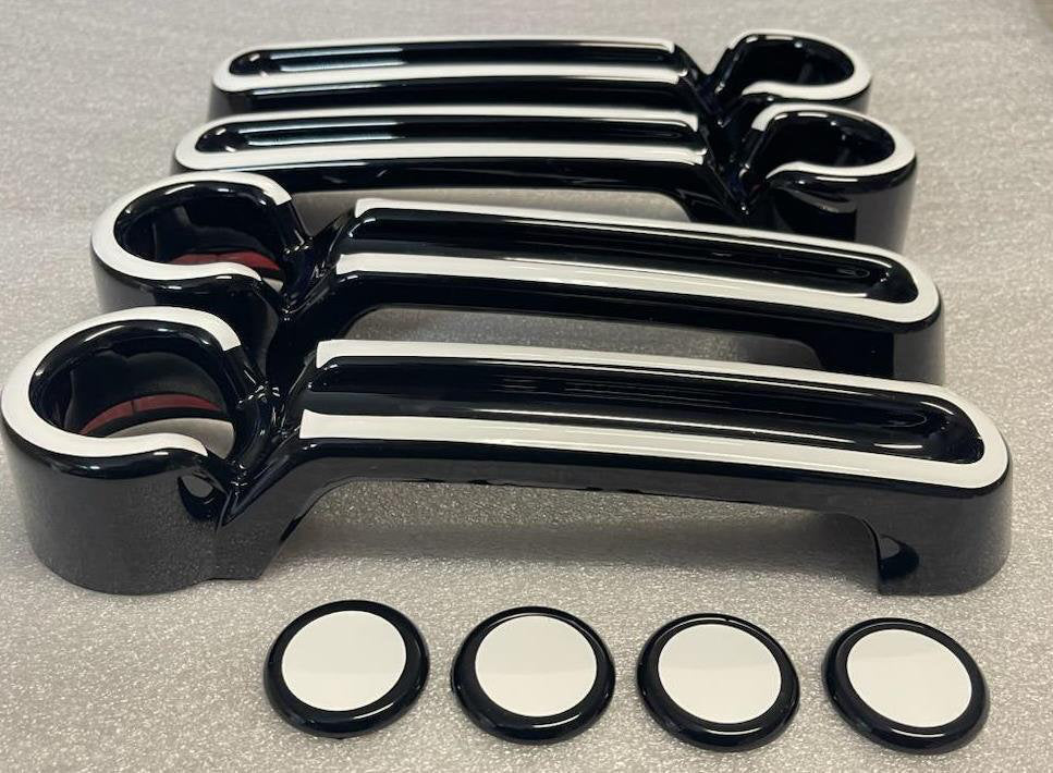 Full Set Custom Black OR Chrome Door Handle Overlays / Covers For the 2008 - 2013 Jeep Liberty - You Choose the Middle Color Insert