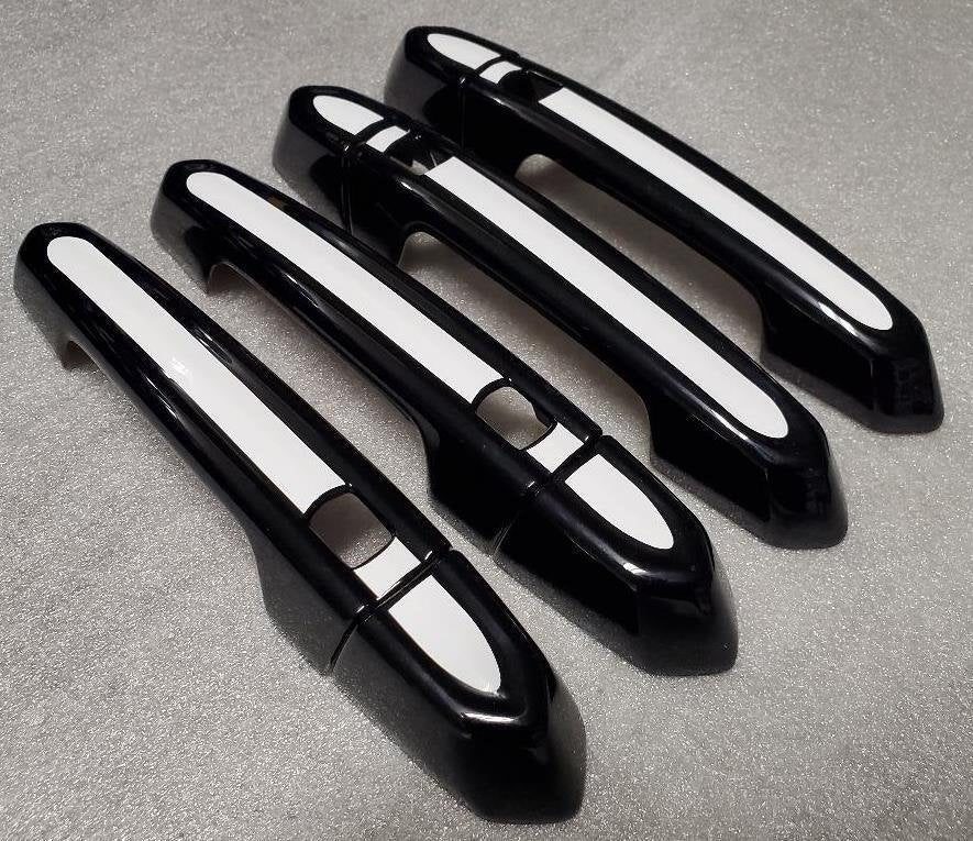 Full Set of Custom Black OR Chrome Door Handle Overlays / Covers For the 2016 - 2022 Cadillac CT6 You Choose the Color of the Middle Insert