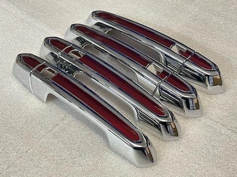 Full Set of Custom Black OR Chrome Door Handle Overlays / Covers For the 2020 - 2024 Cadillac CT4 You Choose the Color of the Middle Insert