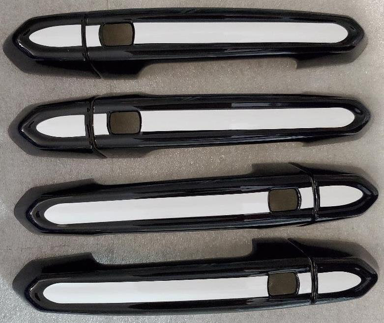 Full Set of Custom Black OR Chrome Door Handle Overlays / Covers For the 2019 - 2024 Cadillac XT4 You Choose the Color of the Middle Insert