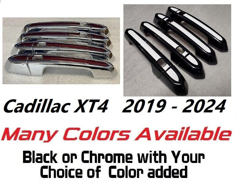 Full Set of Custom Black OR Chrome Door Handle Overlays / Covers For the 2019 - 2024 Cadillac XT4 You Choose the Color of the Middle Insert