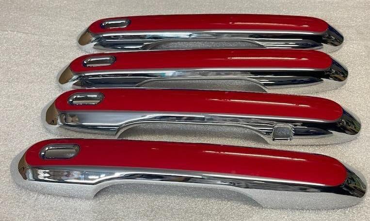 Full Set of Custom Chrome Door Handle Overlays / Covers For the 2023 - 2025 Lexus RX350 You Choose the Color of the Middle Insert