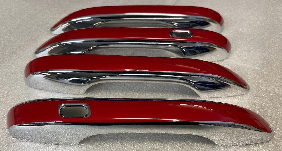 Full Set of Custom Chrome or Black Door Handle Overlays / Covers For the 2020 - 2024 Kia Telluride You Choose the Color of the Middle Insert