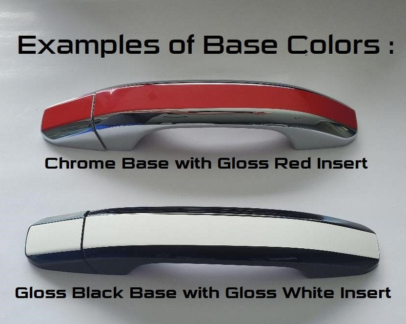 Full Set of Custom Black OR Chrome Door Handle Overlays / Covers For the 2020 - 2024 Cadillac CT4 You Choose the Color of the Middle Insert