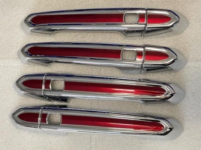 Full Set of Custom Black OR Chrome Door Handle Overlays / Covers For the 2019 - 2024 Cadillac XT4 You Choose the Color of the Middle Insert