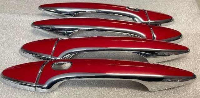 Full Set of Custom Black OR Chrome Door Handle Overlays / Covers For the 2006 - 2013 Lexus IS350 You Choose the Color of the Middle Insert